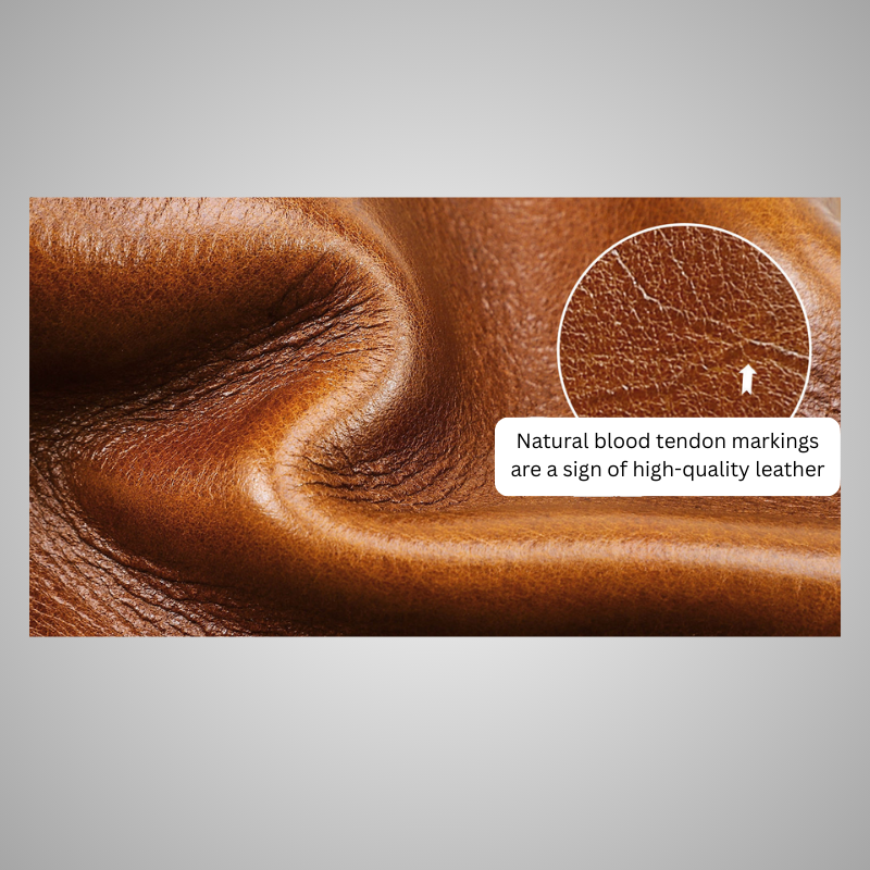 Only in high-quality leather can you find the natural blood tendon markings